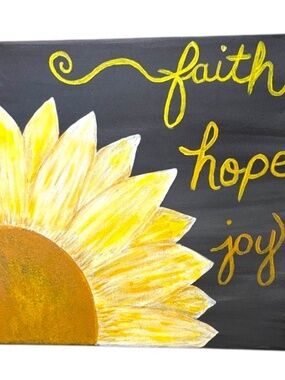 NWOT-Faith Hope Joy Yellow Sunflower Wall Art